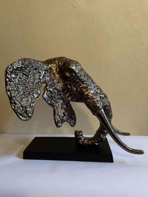 Hlava slona 59 cm - socha kovová dekorace - foto 3
