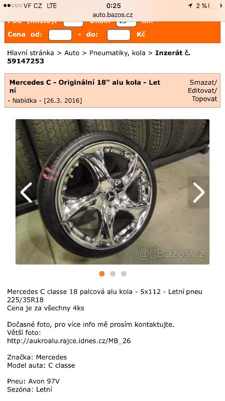 ALU kola 5x112 r18 chromovaná nové pneu - foto 1