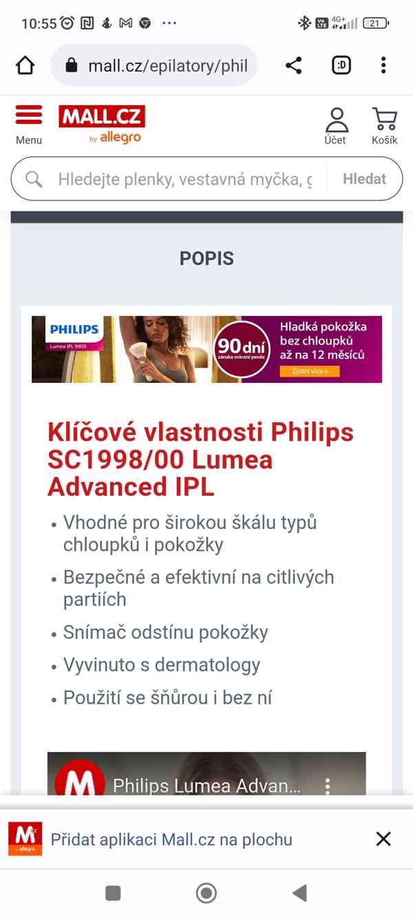 Epilátor Philips SC 1998/00 Lumea Advanced IPL - foto 7