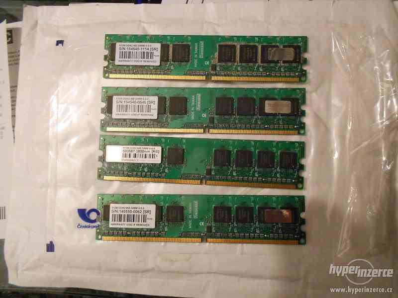 4 ks DDR2 paměti Transcend 512MB 800MHz 5-5-5 - foto 1
