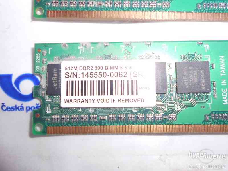 4 ks DDR2 paměti Transcend 512MB 800MHz 5-5-5 - foto 2