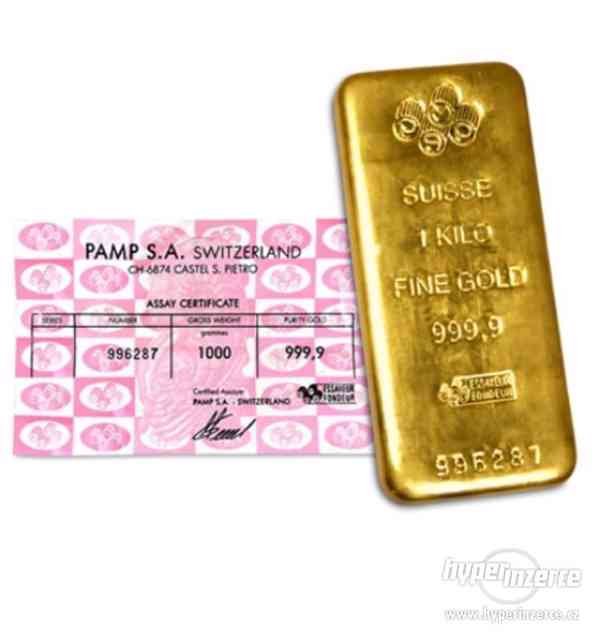 prodáváme švýcarské zlaté tyče PAMP 999,9 jemné - foto 1