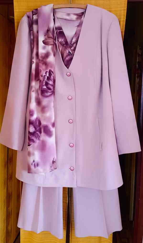 Kalhotový komplet se šálou. Vel.XXL . Šitý na zakázku. TOP!! - foto 4