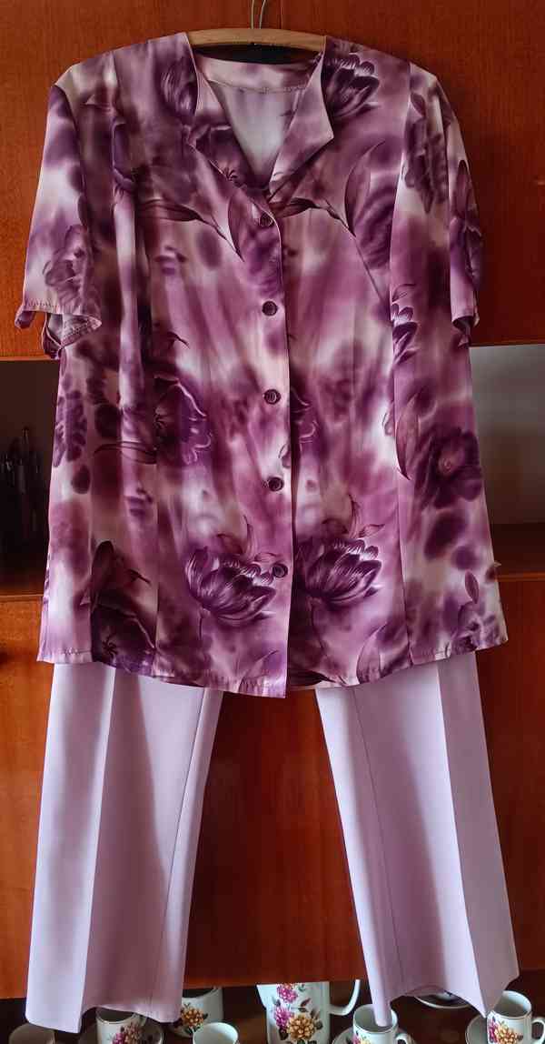 Kalhotový komplet se šálou. Vel.XXL . Šitý na zakázku. TOP!! - foto 6