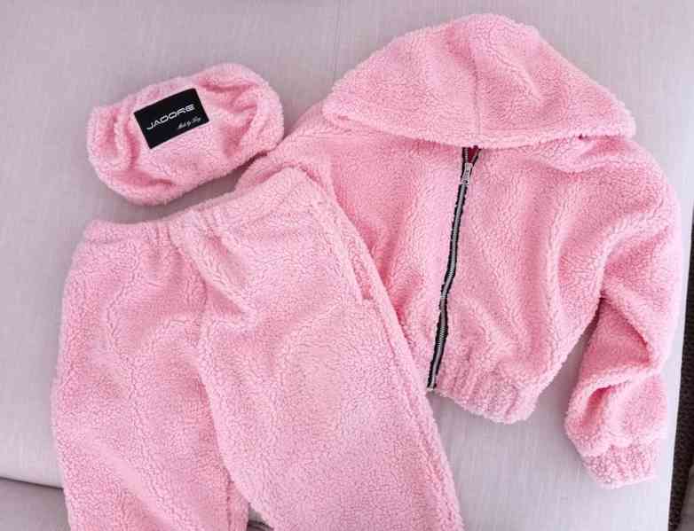 Krásna dámska ružová TEDDY trojdielna suprava s kapucnouNOVA - foto 4