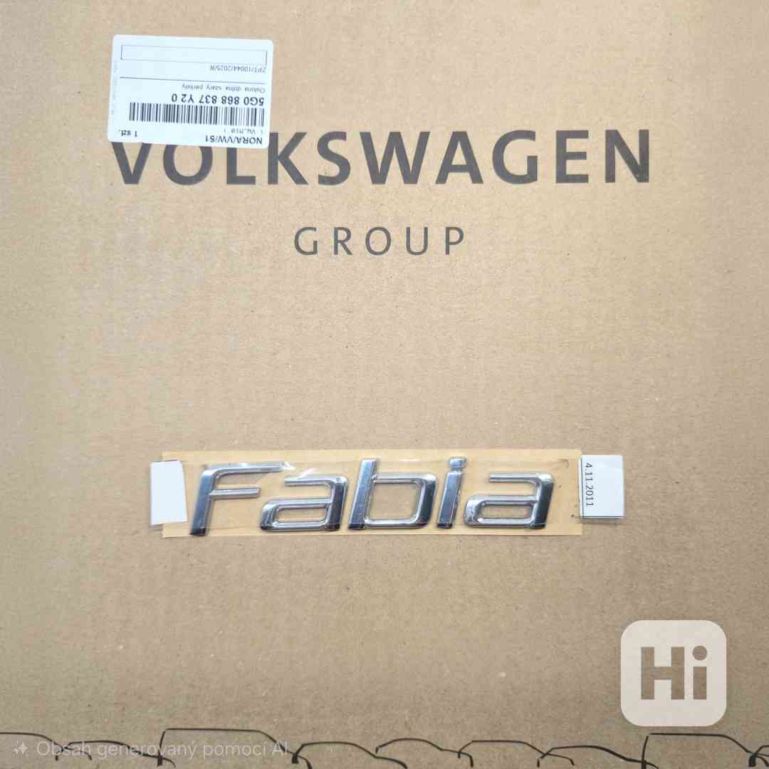 Škoda FABIA II <03/2010 ORIGINÁLNÍ zadní nápis 5J6853687  - foto 1