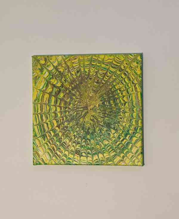 Obraz spirála žlutá malá akryl na plátně Moňas