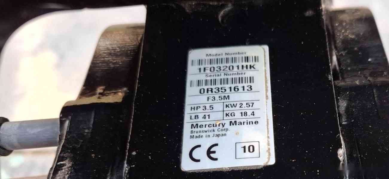 Mercury 3,5 HP, krátká noha v bezvadném stavu, jako nový - foto 4
