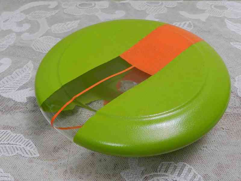 Zajímavá Autorská zeleno oranžová Váza plochý tvar Čechy  - foto 8