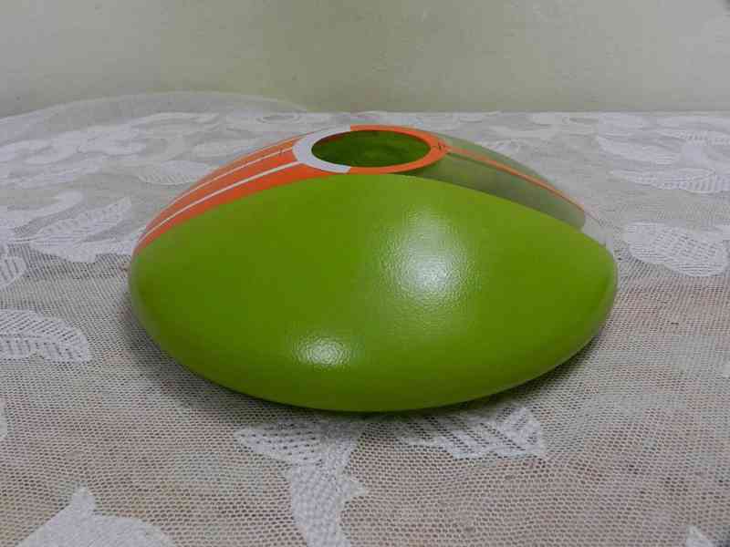 Zajímavá Autorská zeleno oranžová Váza plochý tvar Čechy  - foto 2