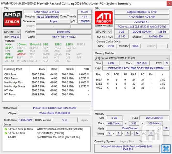HP AMD QuadCore 2.9Ghz/8GB DDR3/750Gb/HD5770/LCD/KB/Myš/W10 - foto 10