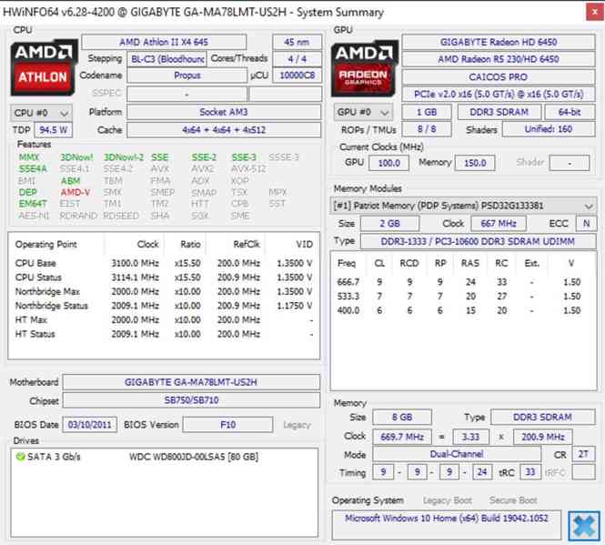 Gigabyte MA78LMT-US2H s.AM3+AMD AthlonII X4 3.1Ghz+8GB+Win10 - foto 8