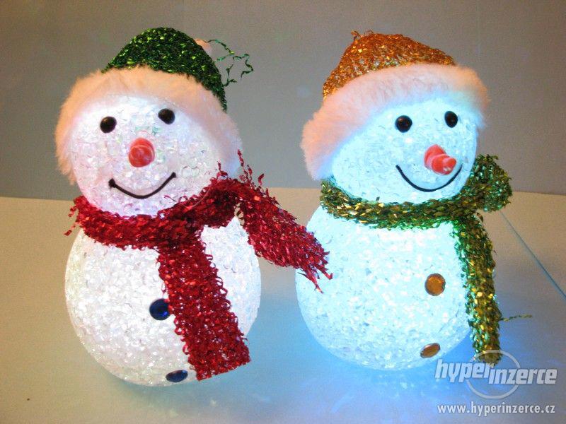 Vánoční ozdoba, svítící sněhulák 12cm - foto 1