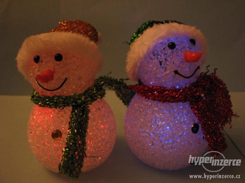 Vánoční ozdoba, svítící sněhulák 12cm - foto 3