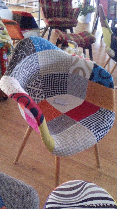 Nové design moderní židle barevné - patchwork - foto 2