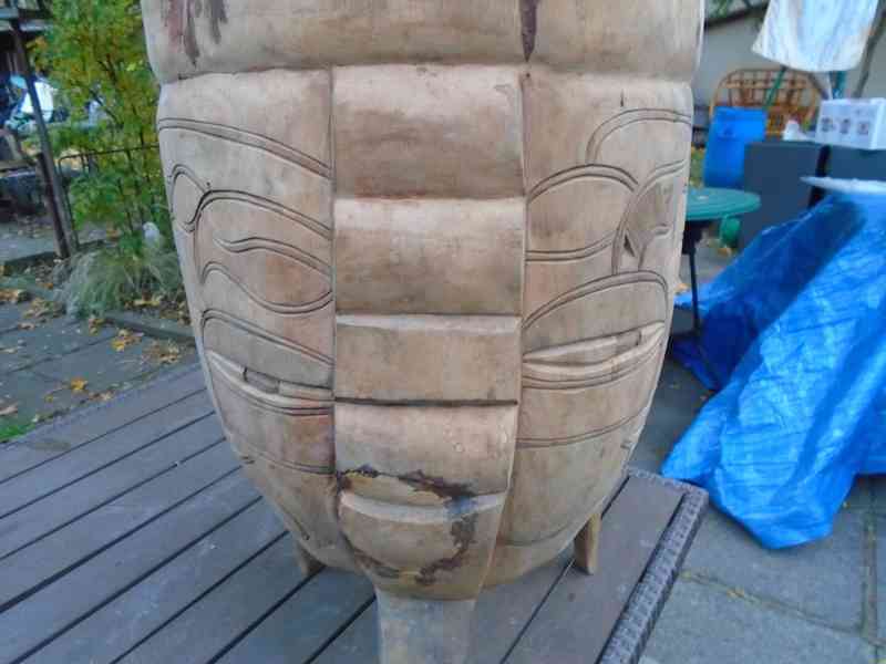 Velký africký dřevěný Etno buben bubínek Zulu Swazi 68x34 cm - foto 8