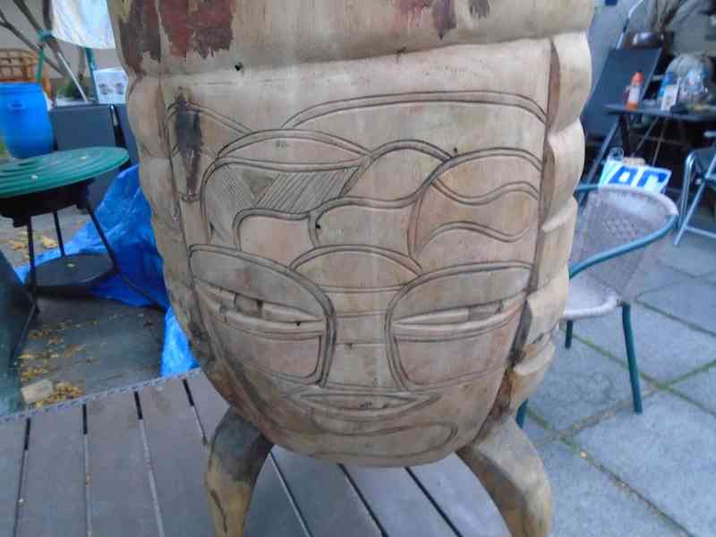 Velký africký dřevěný Etno buben bubínek Zulu Swazi 68x34 cm - foto 7