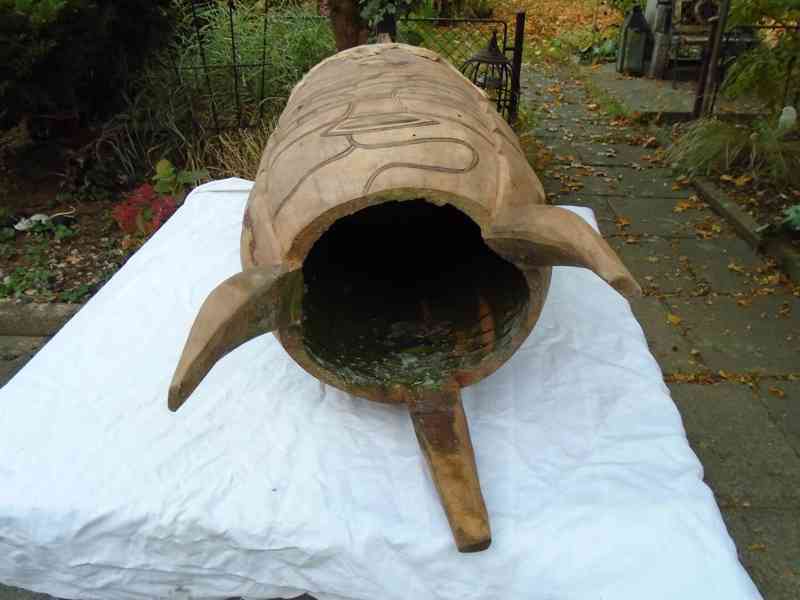 Velký africký dřevěný Etno buben bubínek Zulu Swazi 68x34 cm - foto 11