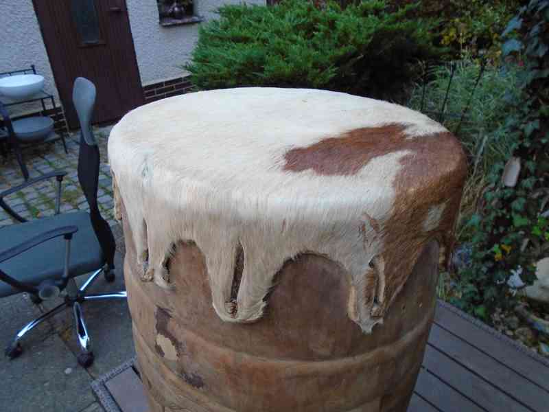 Velký africký dřevěný Etno buben bubínek Zulu Swazi 68x34 cm - foto 3