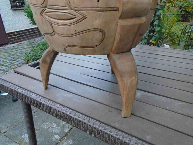 Velký africký dřevěný Etno buben bubínek Zulu Swazi 68x34 cm - foto 5