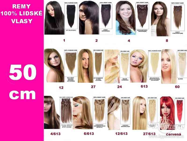 100% lidské vlasy CLIP IN, set 7 ks, 50 cm, 70 g - foto 1