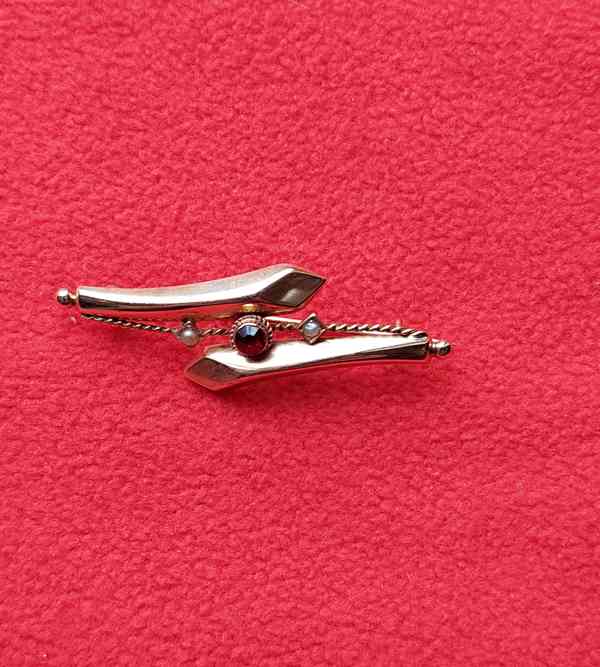 Artdeková zlatá brož (spona)