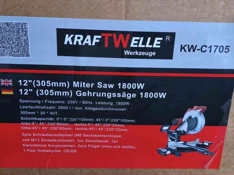 Prodám VELKOU NEPOUŽITOU pokosovou pilu s posuvem KRAFTWELLE - foto 8