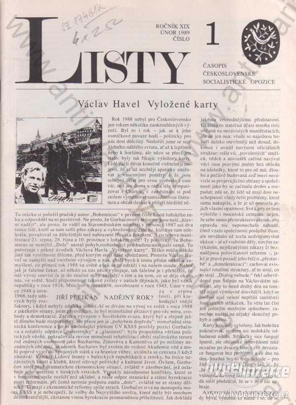 Listy roč. XIX. řídí Jiří Pelikán 1989 Časopis - foto 1