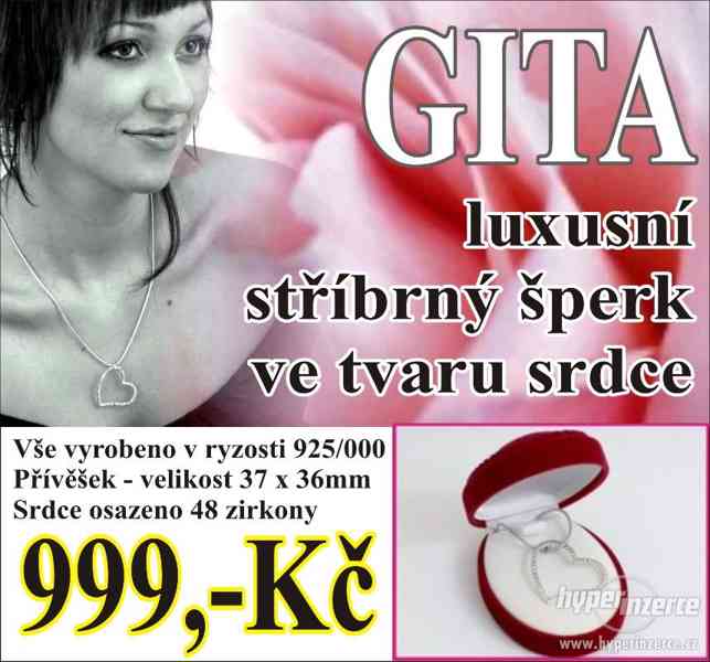 GITA - luxusní stříbrný šperk ve tvaru srdce - foto 5
