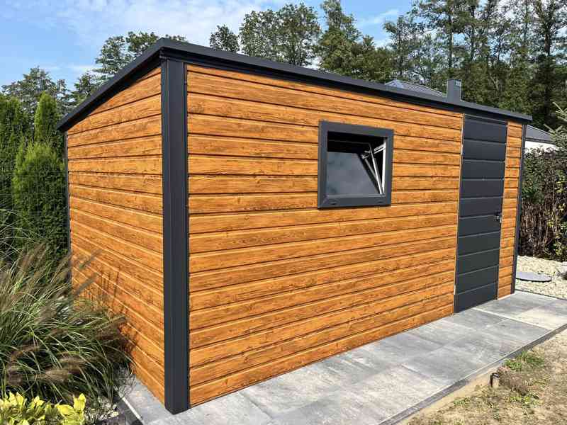 Zahradní domek 4x2m -  dveře + okno -  světlý ořech - TS828 - foto 3