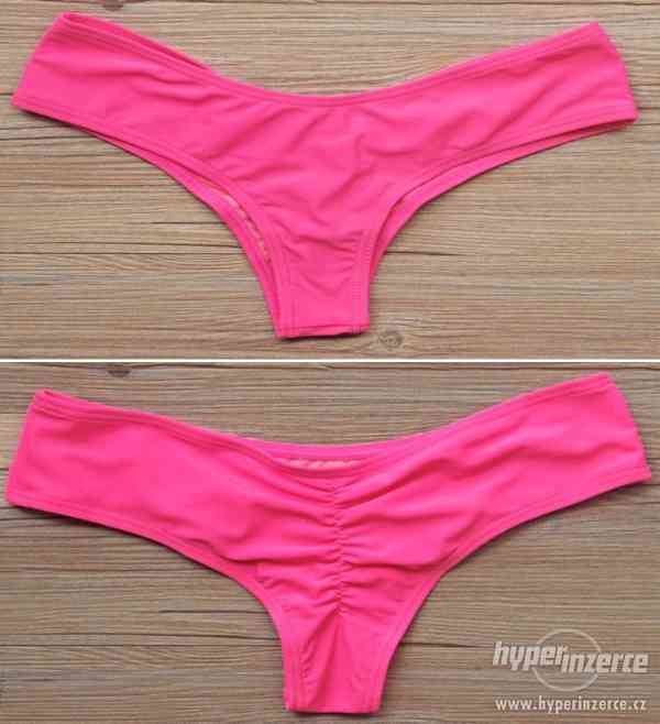 Neonové plavky - tanga (brazilky) - růžové - foto 1
