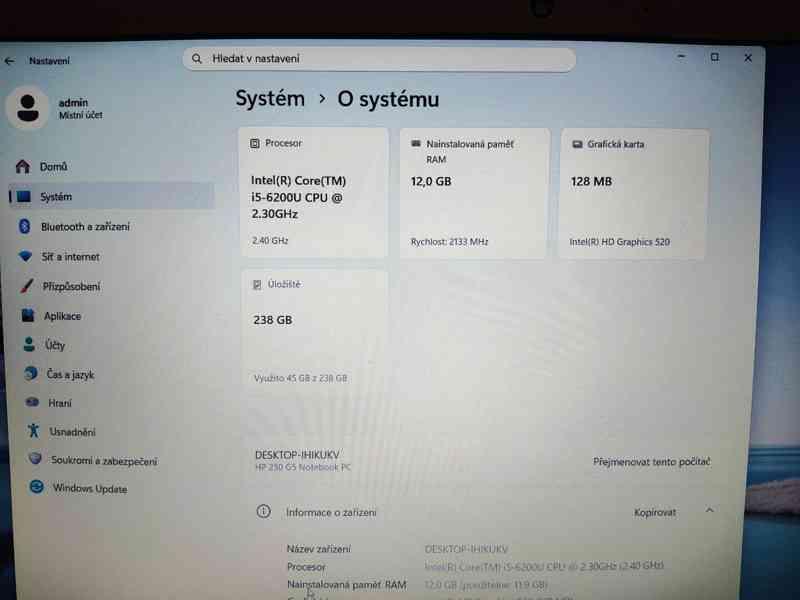 Prodám notebook HP 250 G5, 15,6", procesor i5, 12 GB RAM, 25 - foto 9