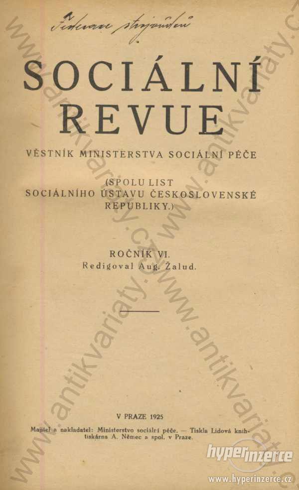 Sociální revue redig. A. Žalud 1925 - foto 1