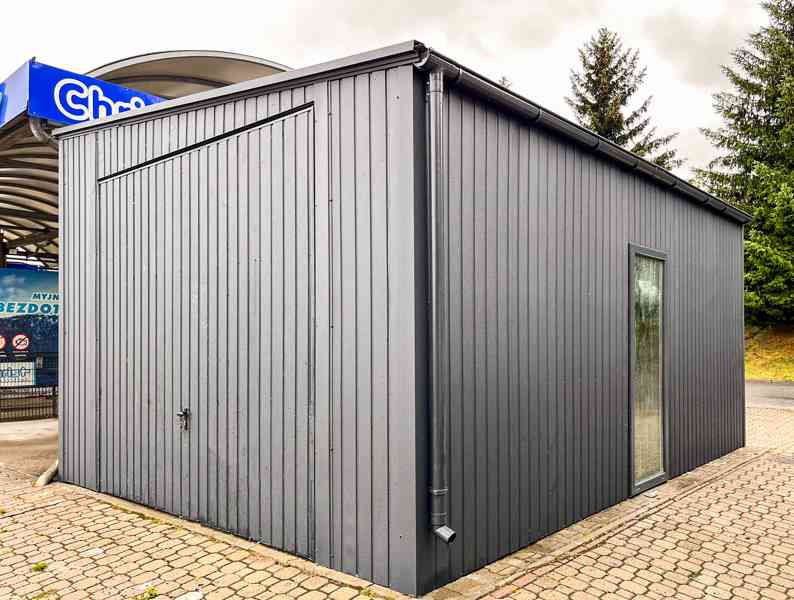 Plechova garáž 5x6m Dvoukřídlá vrata - Okno - Antracit TS768 - foto 4