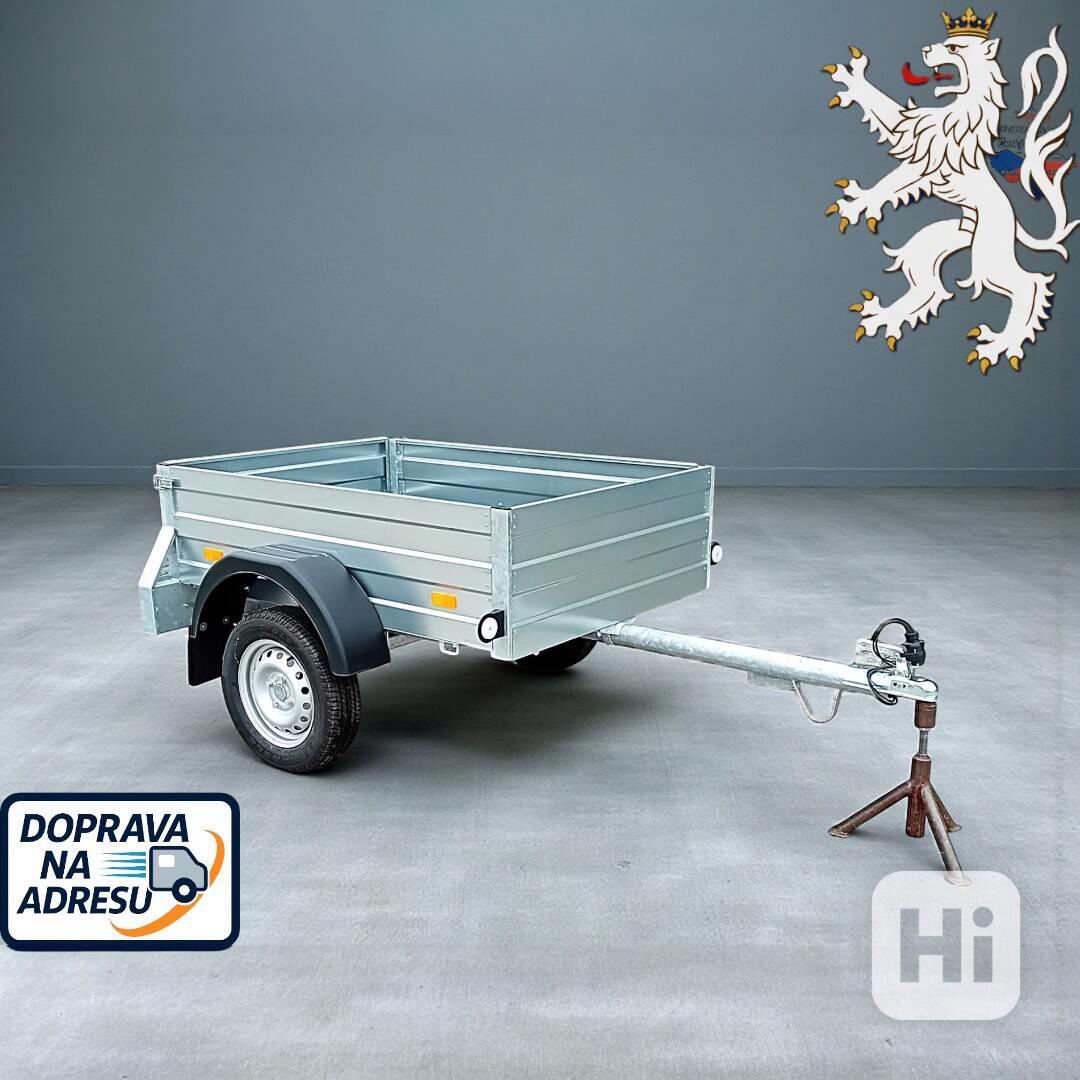 Nový přívěsný vozík malý 1,56mx1,11,vysoké bočnice 40 cm,DPH - foto 1