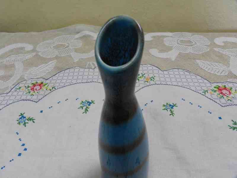 Modrá Váza Spirála Brusel Značeno Československo - foto 3