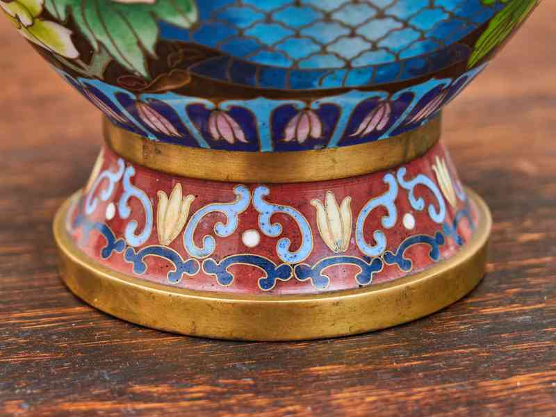Cloisonné vázy – hnědé, ručně zdobené - foto 5
