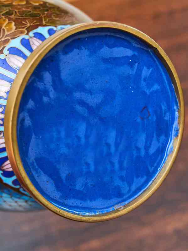 Cloisonné vázy – hnědé, ručně zdobené - foto 8