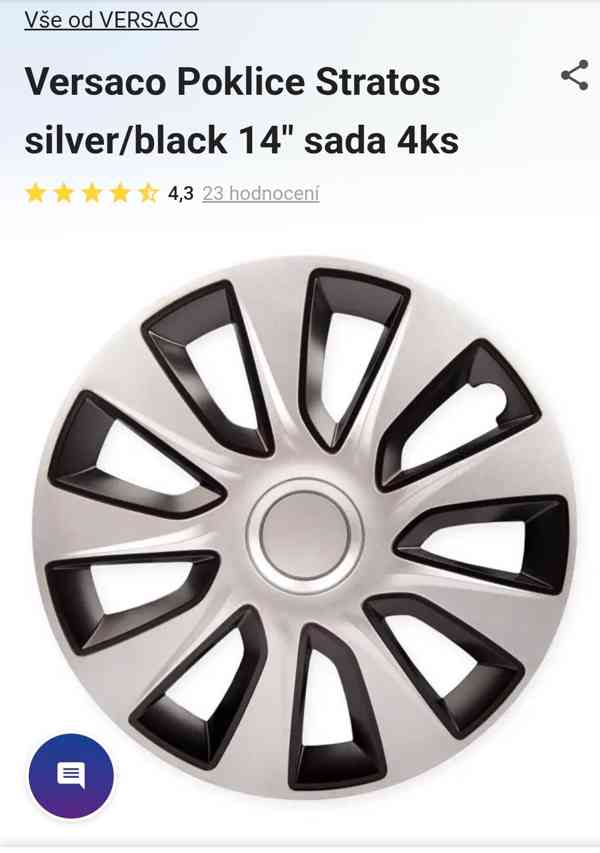 Poklice STRATOS 14 silver/black / sada 4ks ,nové nepoužité - foto 7