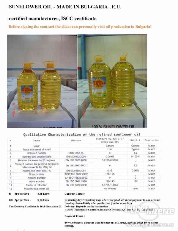 Slunečnicový olej  PET láhve 5L, 10L - foto 1