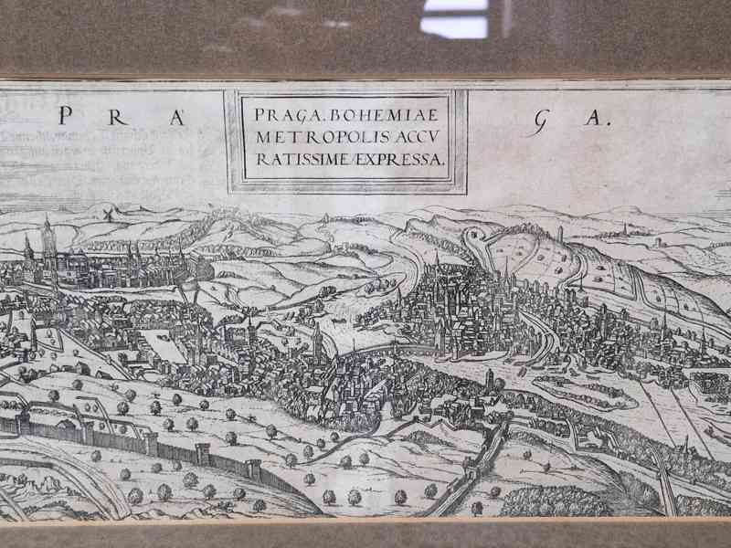 Krásná stará rytina Praha F. Hogenberg rámováno zaskleno - foto 4