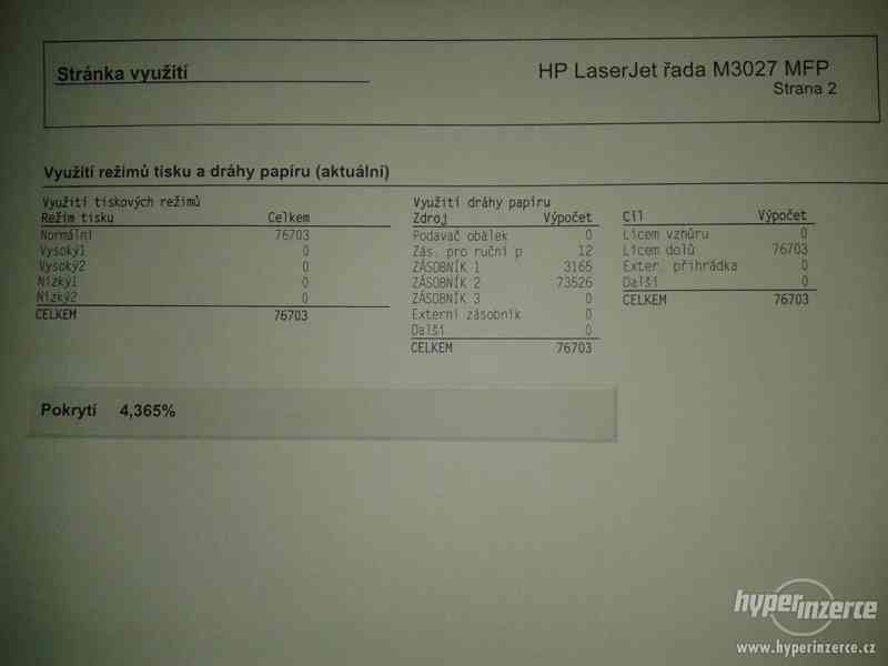 HP Laserjet M3027X / najeto76tisic / toner 18% - foto 2