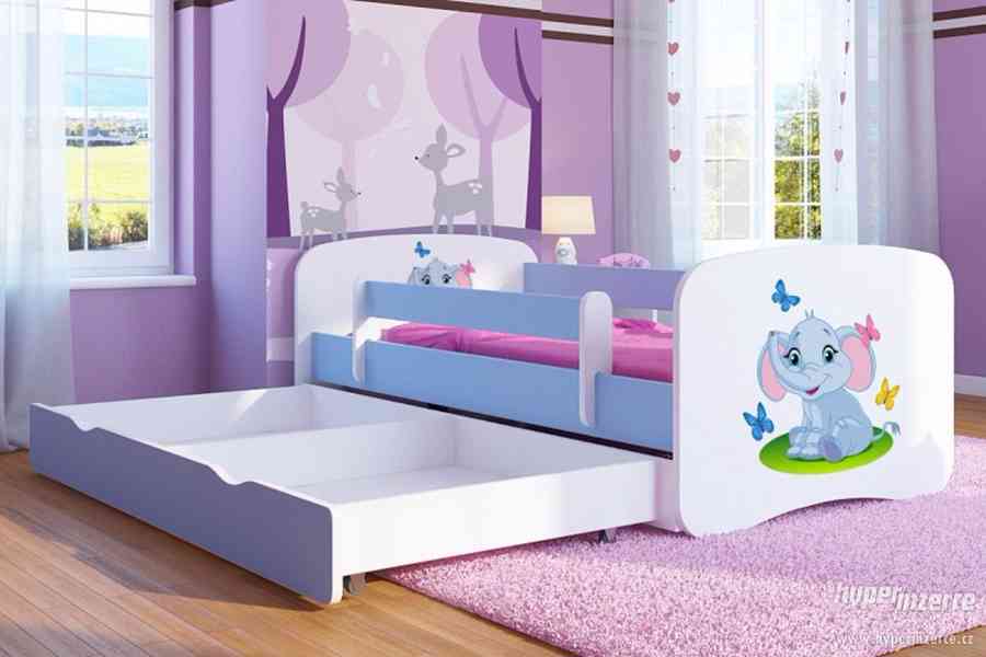 Dětská postel se zábranou Ourbaby - Slůně - modrá - foto 2