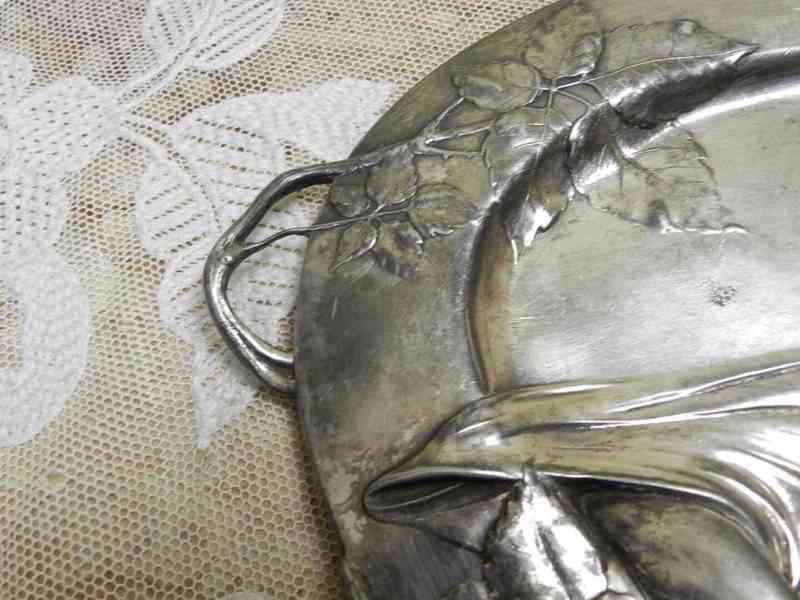 Krásný secesní reliéfní Tác Podnos s Dívkou WMF - foto 3