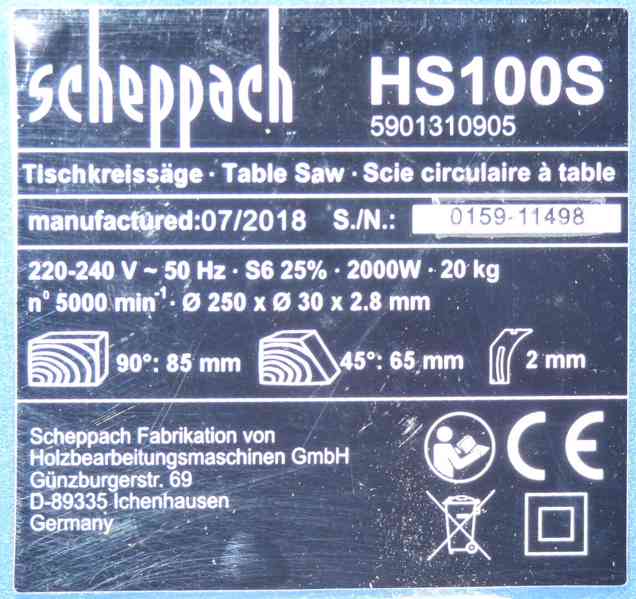 Stolní kotoučová pila Scheppach HS100S - foto 6