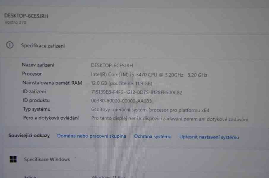 Dell Vostro 270 i5/12GB/SSD 120+500GB/záruka - foto 4