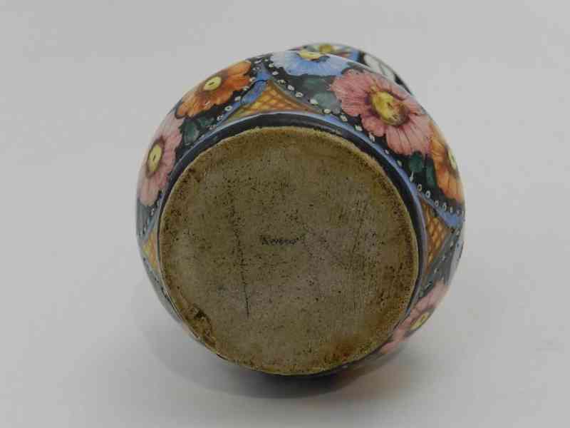 Krásná stará menší ručně malovaná Vázička Ptáček Klenčí  - foto 6