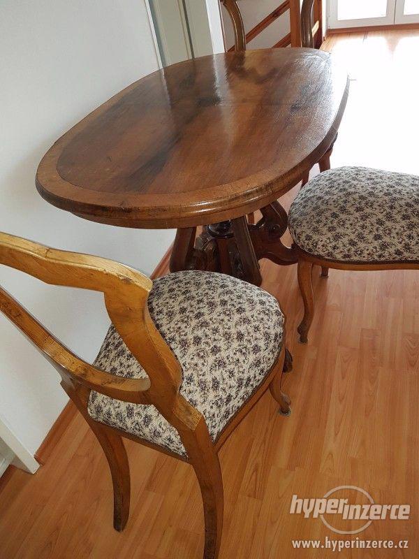 Prodám originální starožitný stůl a 3 židle - foto 1