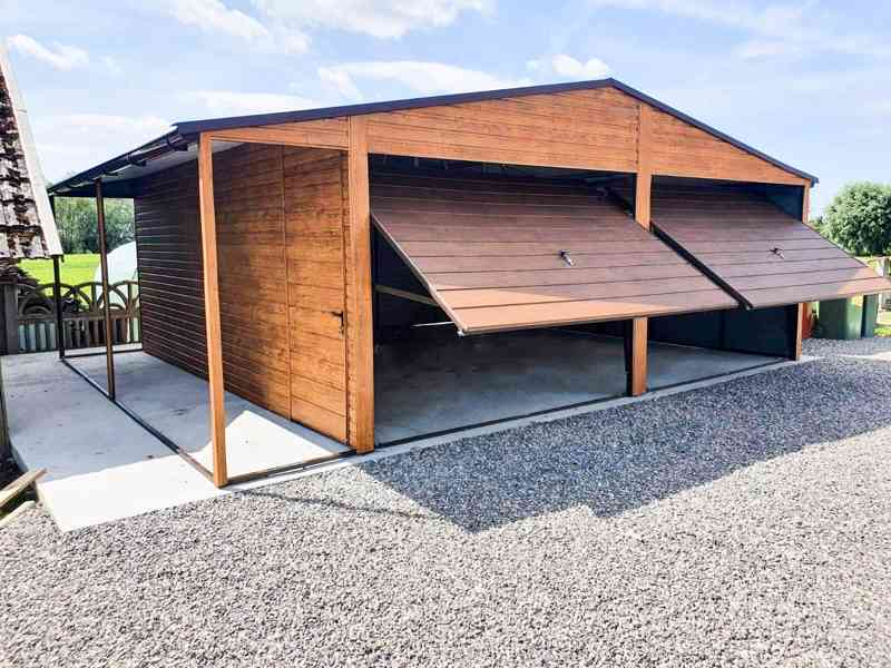 Plechová garáž 6x6m sedlová střecha 2x výklopná vrata TS250 - foto 3