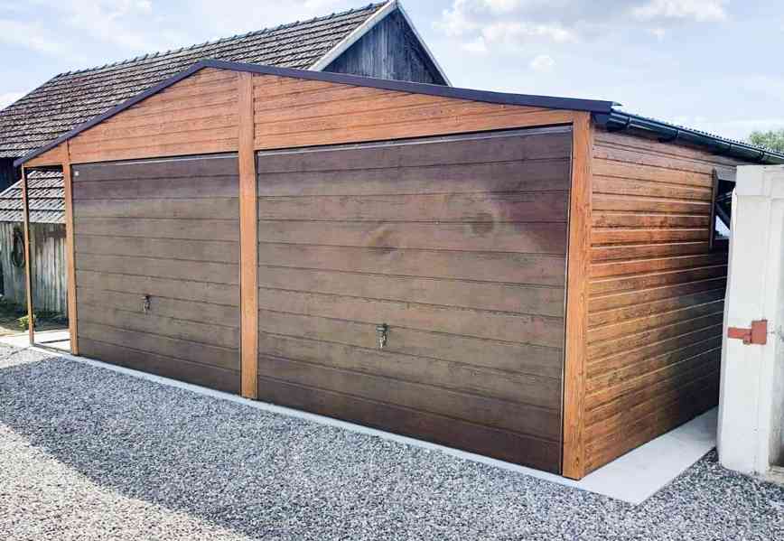 Plechová garáž 6x6m sedlová střecha 2x výklopná vrata TS250 - foto 4